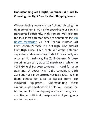 understanding sea freight containers a guide
