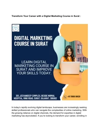 Transform Your Career with a Digital Marketing Course in Surat