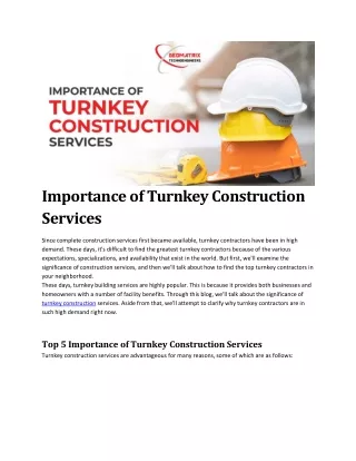 Importance of Turnkey Construction Services