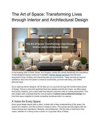 The Art of Space_ Transforming Lives through Interior and Architectural Design