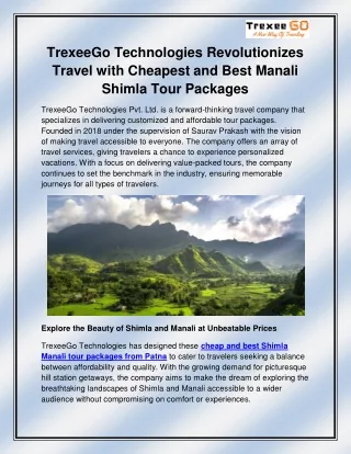 Cheapest Manali tour package from Delhi