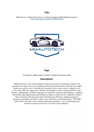 MM AutoTech | Customer Support Services
