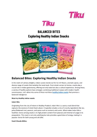 Balanced Bites Exploring Healthy Indian Snacks