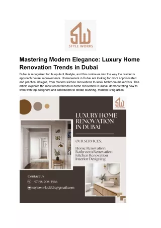 Mastering Modern Elegance- Luxury Home Renovation Trends in Dubai