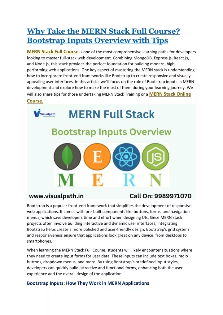 why take the mern stack full course bootstrap