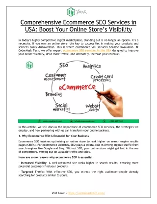 Comprehensive Ecommerce SEO Services in USA: Boost Your Online Store’s Visibilit