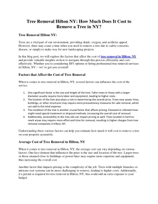 Tree Removal Hilton NY How Much Does It Cost to Remove a Tree in NY