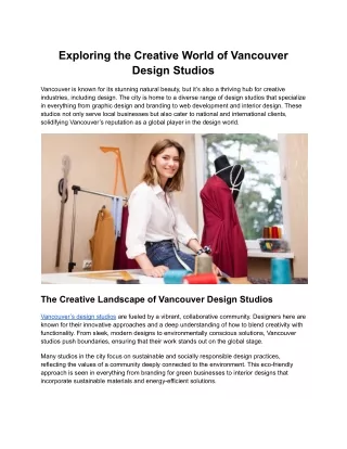 Exploring the Creative World of Vancouver Design Studios