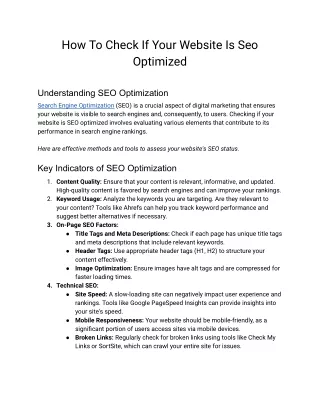 How To Check If Your Website Is Seo Optimized