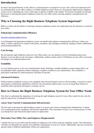 How to Choose the Right Business Telephone System for Your Office Needs