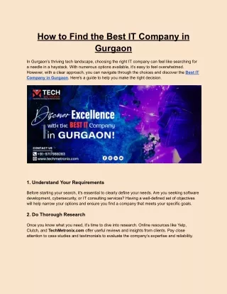 Techmetronix- Best IT Company in Gurgaon