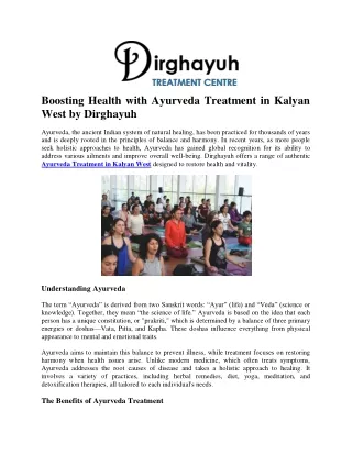 Boosting Health with Ayurveda Treatment in Kalyan West by Dirghayuh