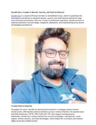 Saurabh Gera A Leader in Network, Security, & Cloud Architecture