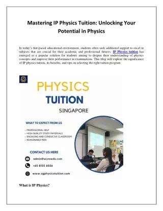 Mastering IP Physics Tuition: Unlocking Your Potential in Physics