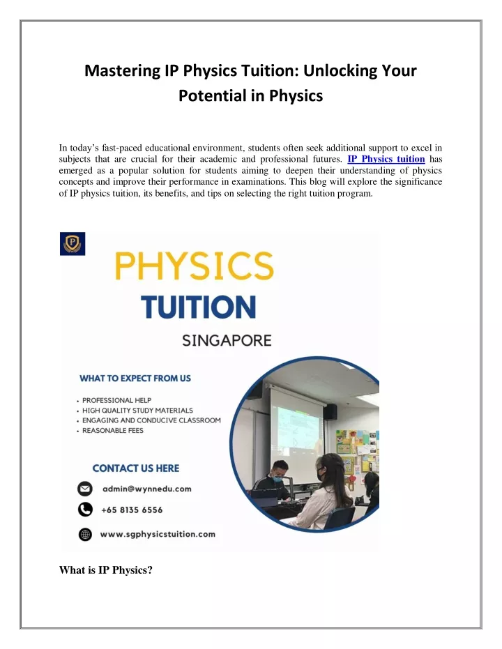 mastering ip physics tuition unlocking your