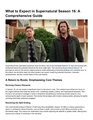 What to Expect in Supernatural Season 16_ A Comprehensive Guide