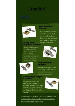 Commercial Hinges in Florida: Why a Full Mortise Hinge is Crucial for Business.