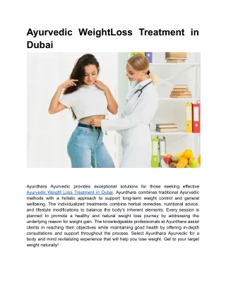 Ayurvedic WeightLoss Treatment in Dubai