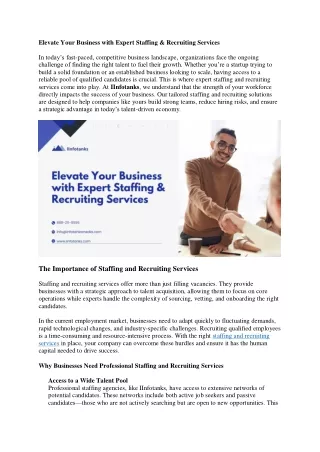 Elevate Your Business with Expert Staffing and Recruiting Services