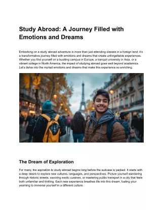 Study Abroad A Journey Filled with Emotions and Dreams