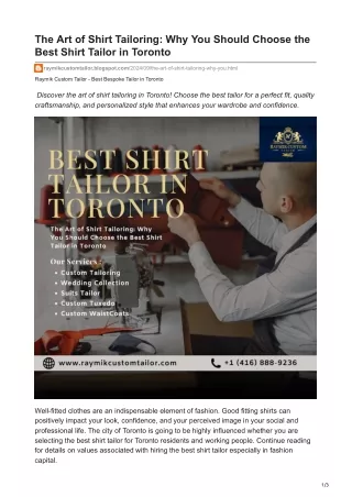The Art of Shirt Tailoring Why You Should Choose the Best Shirt Tailor in Toronto