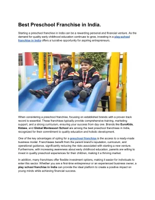 Best Preschool Franchise in India