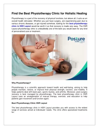 Find the Best Physiotherapy Clinic for Holistic Healing
