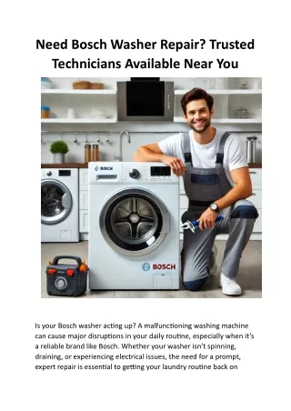 Bosch Washer Repair near me - Appliance medic