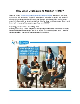 Why Small Organizations Need an HRMS