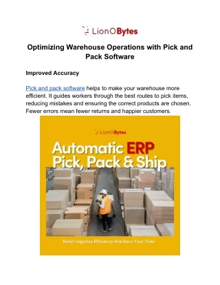 Optimizing Warehouse Operations with Pick and Pack Software