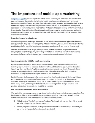 The importance of mobile app marketing pdf
