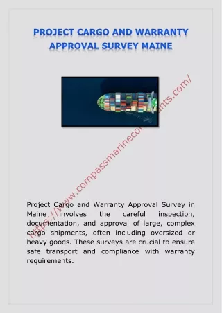 PROJECT CARGO AND WARRANTY APPROVAL SURVEY MAINE