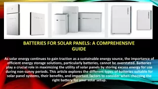 batteries for solar panels a comprehensive guide