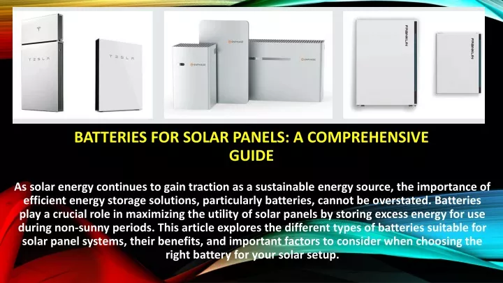 batteries for solar panels a comprehensive guide