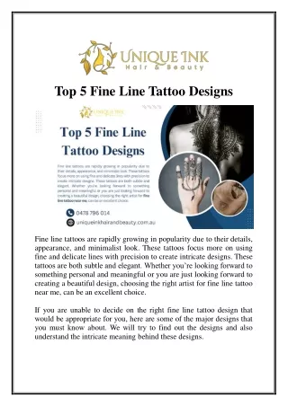 Top 5 Fine Line Tattoo Designs