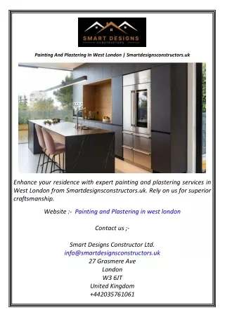 Painting And Plastering In West London  Smartdesignsconstructors.uk