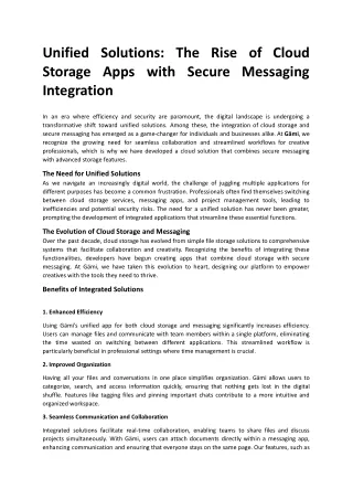 unified solutions the rise of cloud storage apps