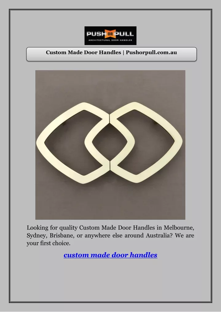 custom made door handles pushorpull com au