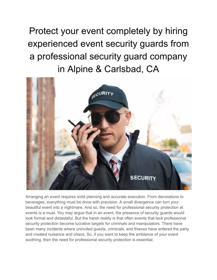 protect your event completely by hiring