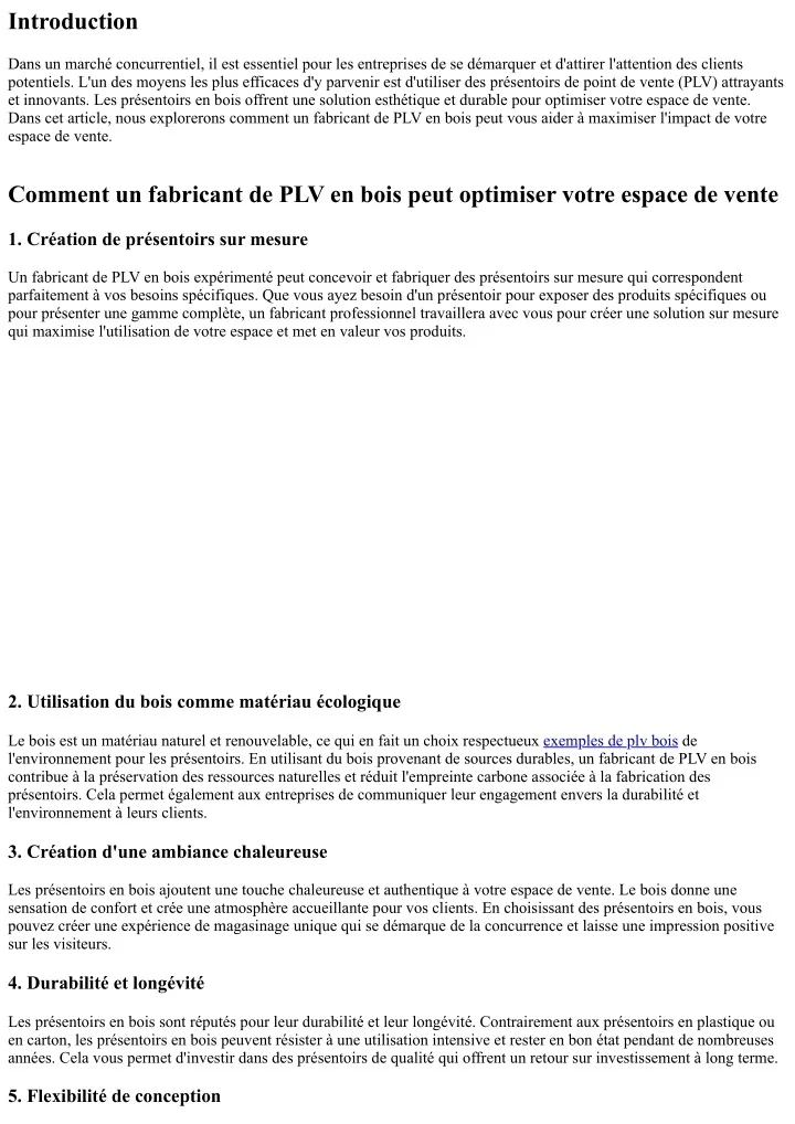 PPT - Comment un fabricant de PLV en bois peut optimiser votre espace ...
