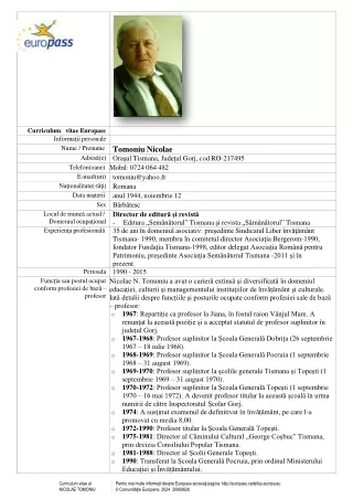 CV Europass Tomoniu Nicolae 2024