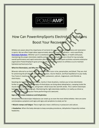 How Can PowerAmpSports Electrolyte Solutions Boost Your Recovery