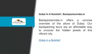 Dubai In A Nutshell  Backpackerindia.in