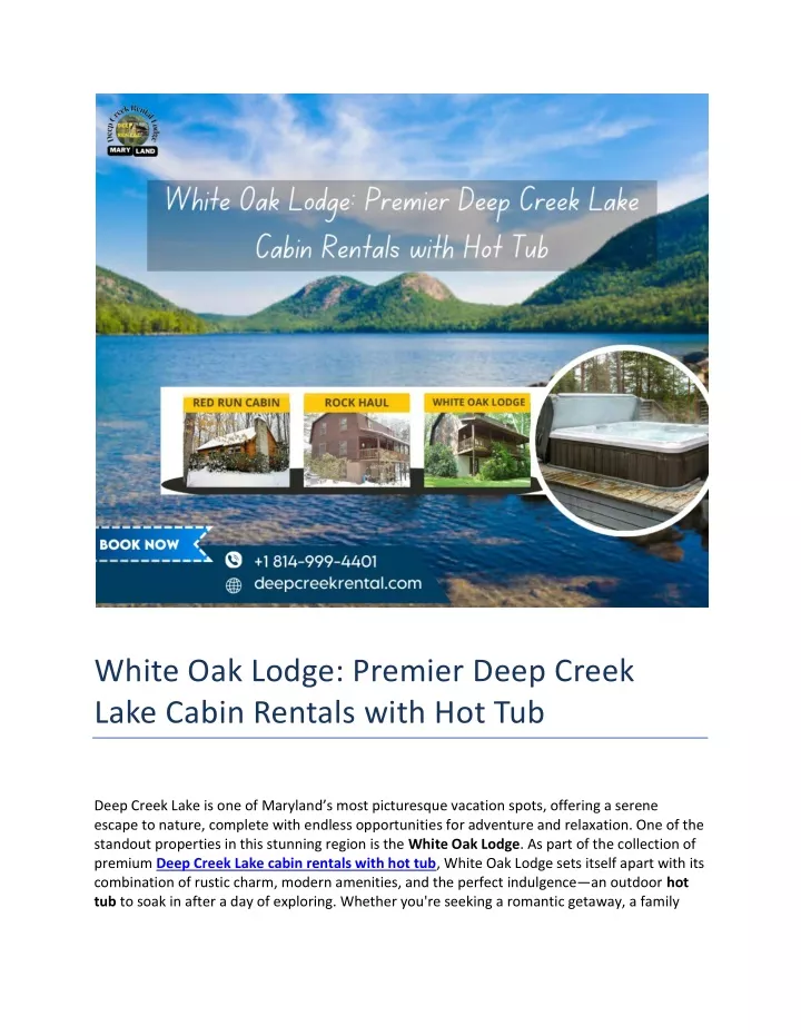 white oak lodge premier deep creek lake cabin