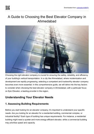 Discover Quality and Safety with Epic Elevators Trusted Elevator Manufacturers in Ahmedabad