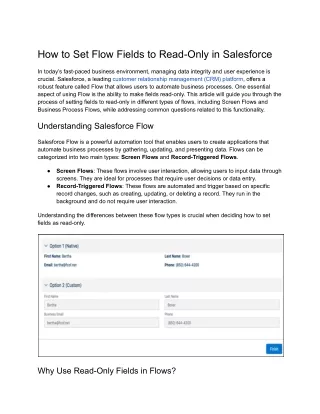 How to Set Flow Fields to Read-Only in Salesforce