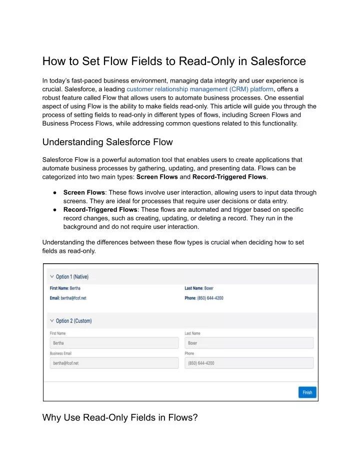 how to set flow fields to read only in salesforce