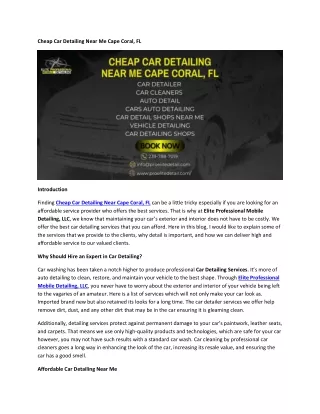 Cheap Car Detailing Near Me Cape Coral