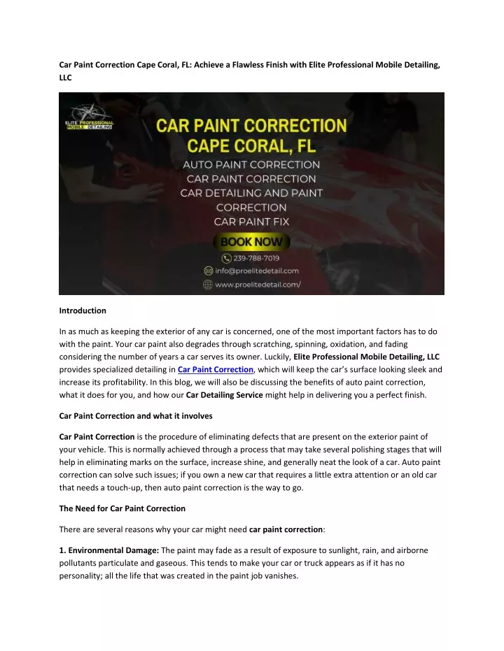 car paint correction cape coral fl achieve