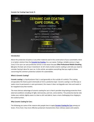 Ceramic Car Coating Cape Coral